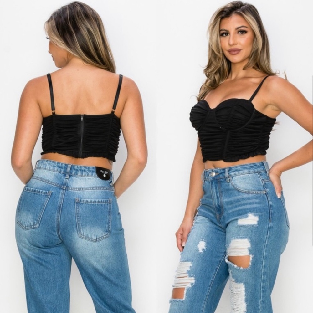 Black bralette bustier lace feminine top